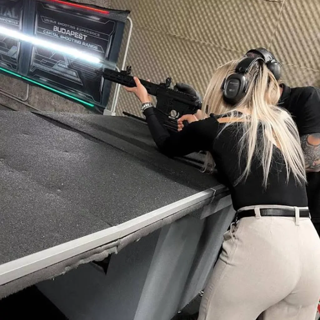 Elegant woman at Budapest Shooting Range