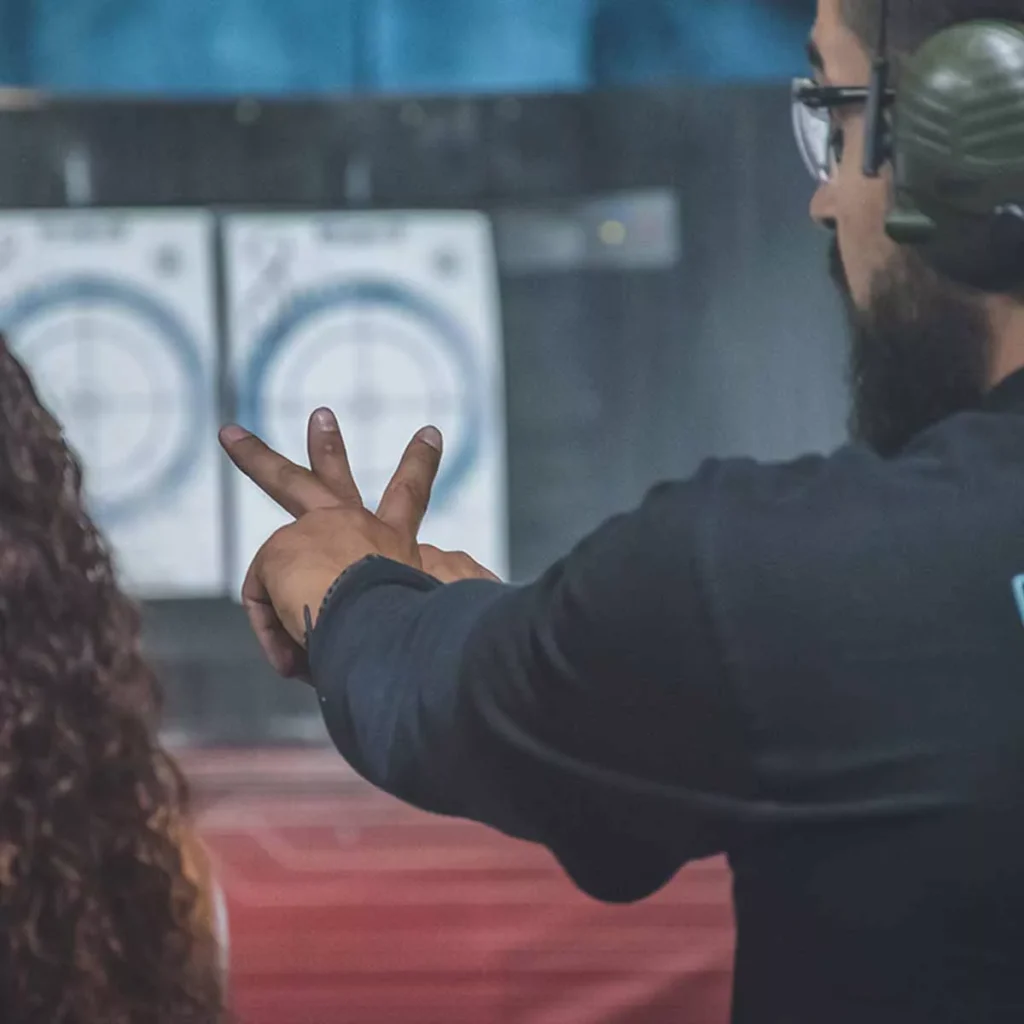 Instructor showing the aim method Budapest Shooting